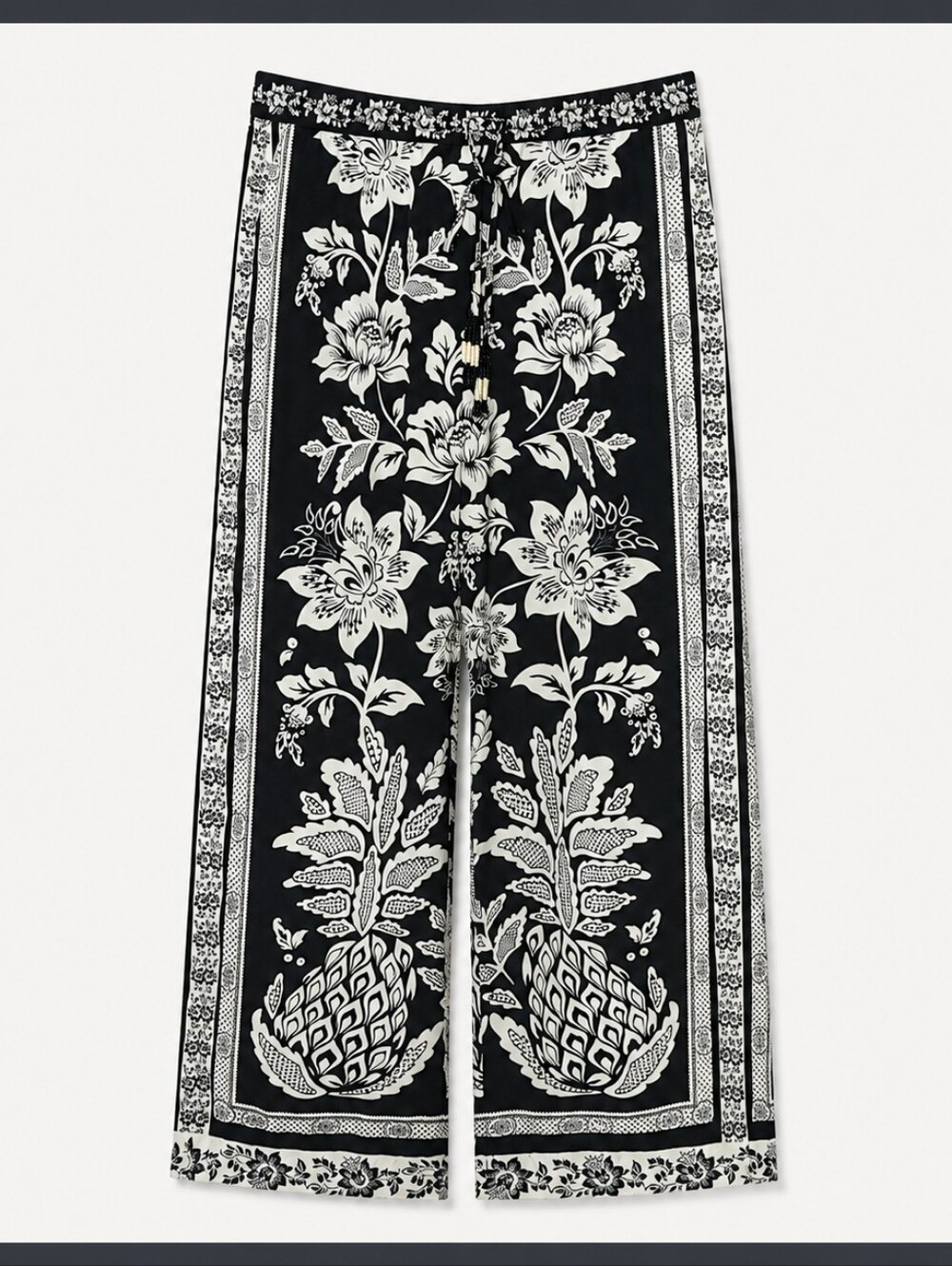 Rachel Zoe Black and White Floral Wide Leg Pants